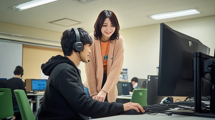 △PCをみる男女2名